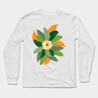 Colorful Leaf and Flower Design Long Sleeve T-Shirt